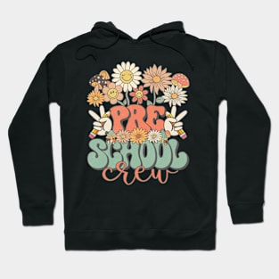 Preschool Crew Retro Groovy Daisy Back To School Funny Teacher Girls Hoodie